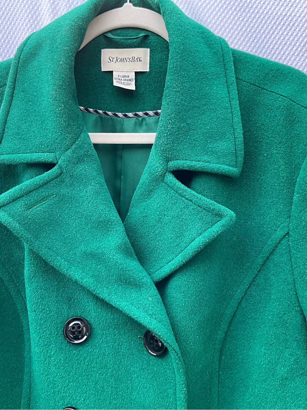 St. John's Bay Green Wool Cashmere Blend Peacoat Double Breasted XL - Picture 4 of 12